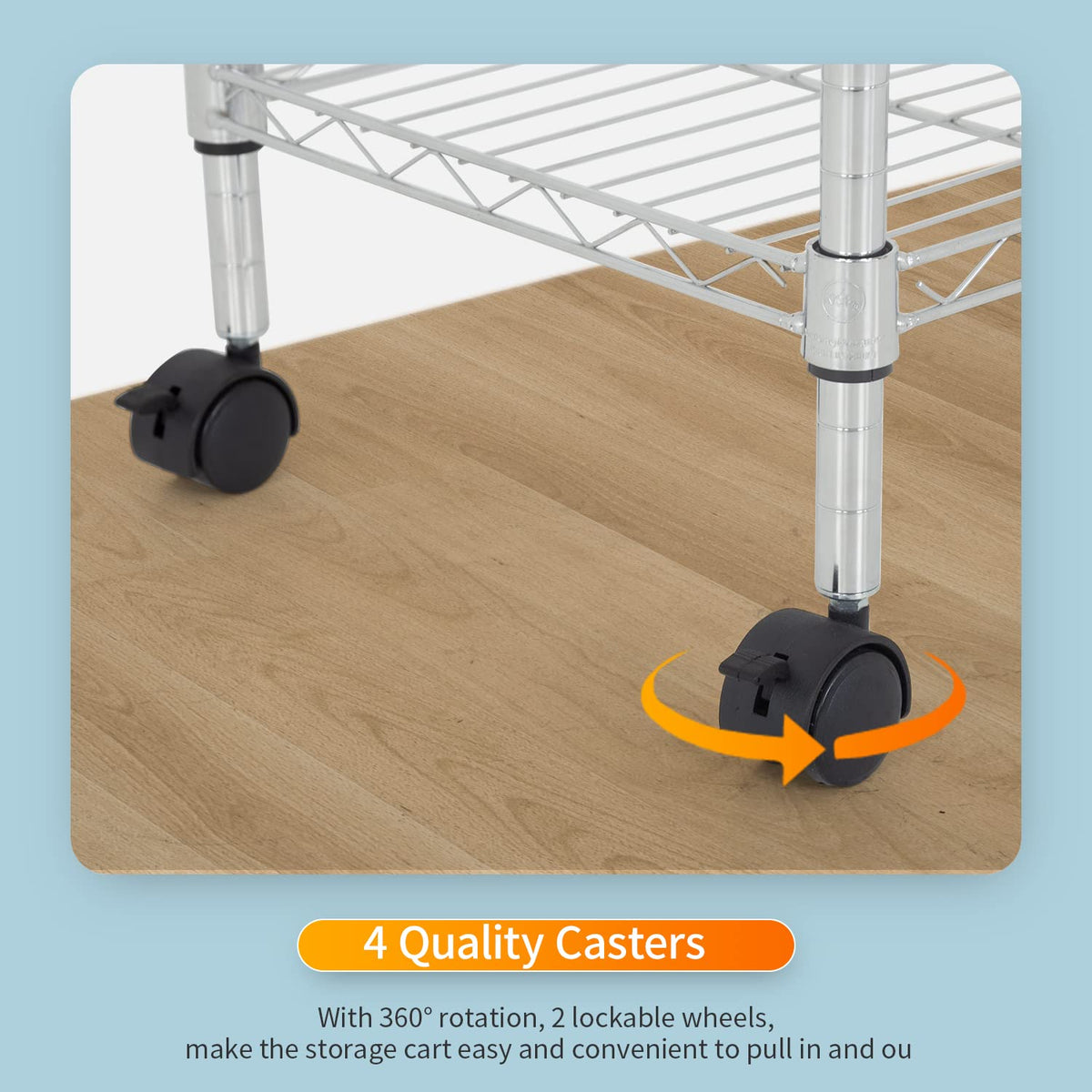 3 Tier Wire Shelving Metal Storage Shelves 23L x 13W x 32H Layer Storage Shelves with Wheels for Kitchen Garage Small Places