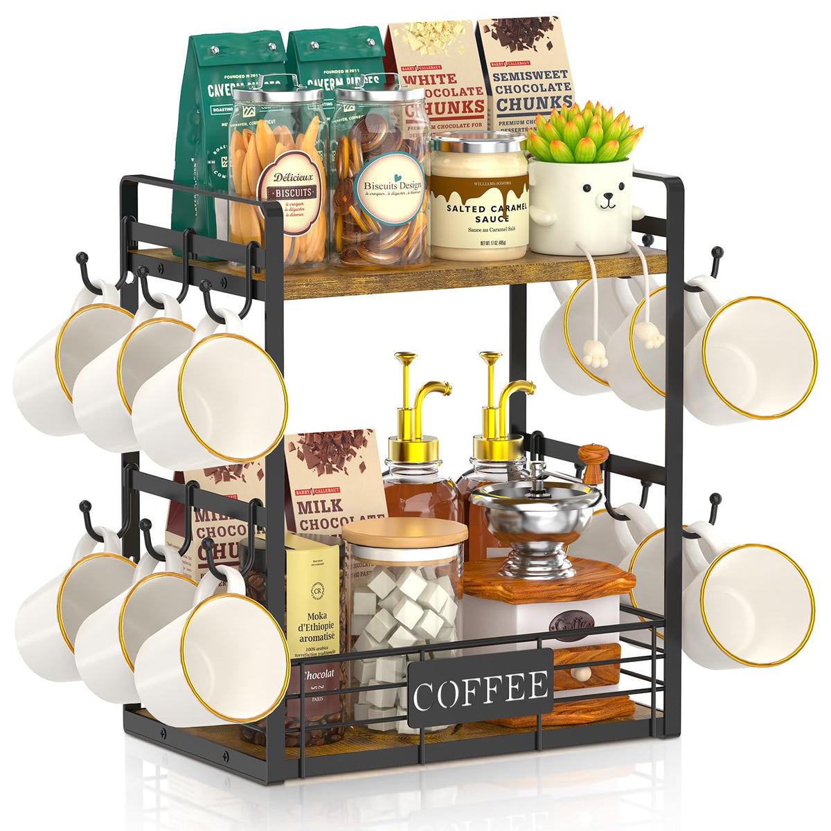 Coffee Mug Cup Holder Tree Bar Station Organizer