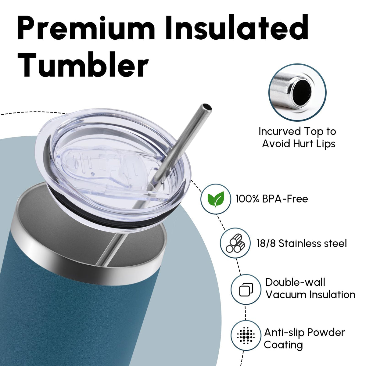 4 Pack Skinny Tumblers with Lid and Straw