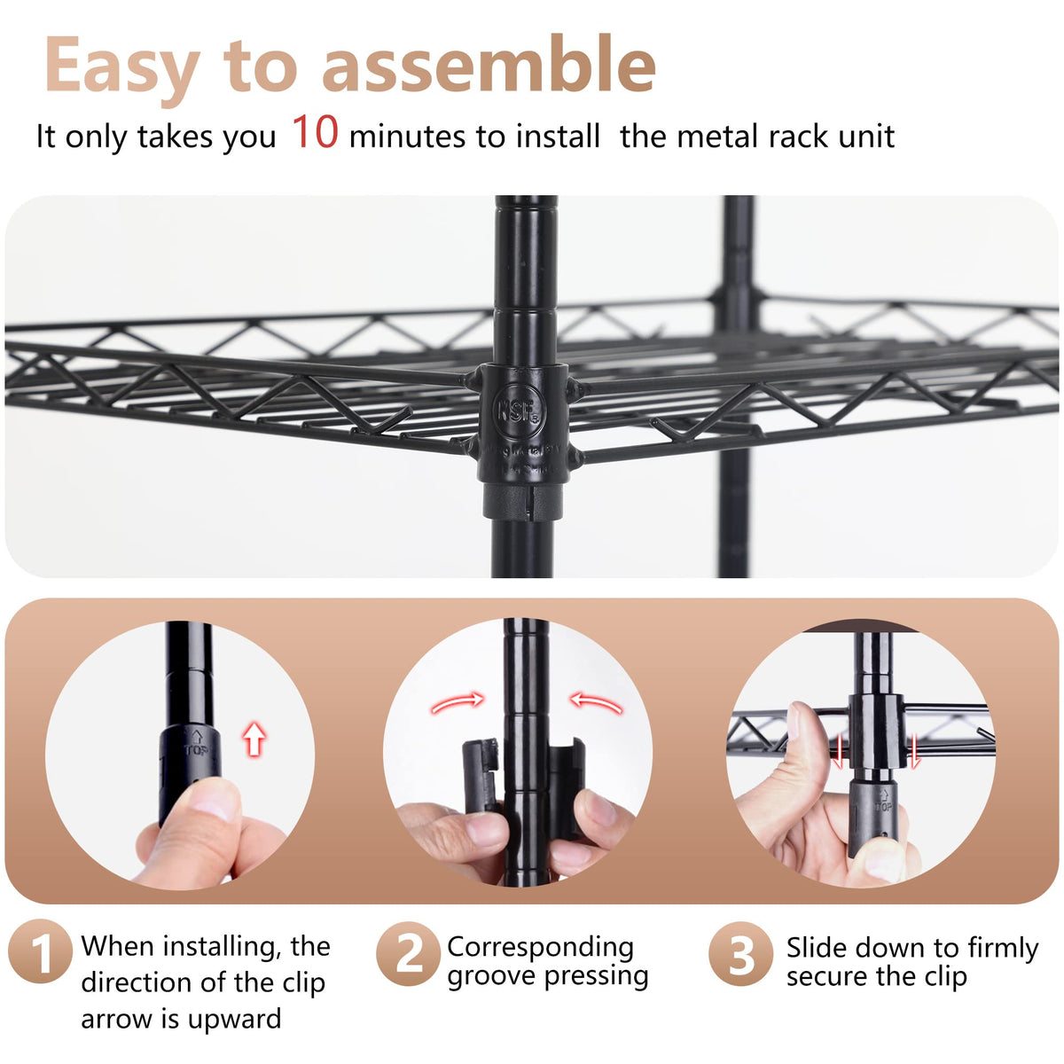 6 Tier Wire Shelving Units Adjustable Metal Storage Rack 23L x 13W x 59H NSF Pantry Shelves Kitchen Organization Shelf for Kitchen Garage Small Places Commercial