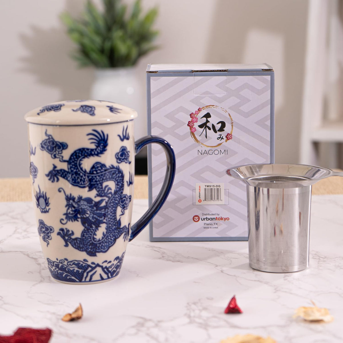 Tea Mug With Lid and Stainless Steel Infuser For Loose Leaf Tea Bag Tea Cup 15oz Porcelain Hot Beverage Everyday Use Home Office