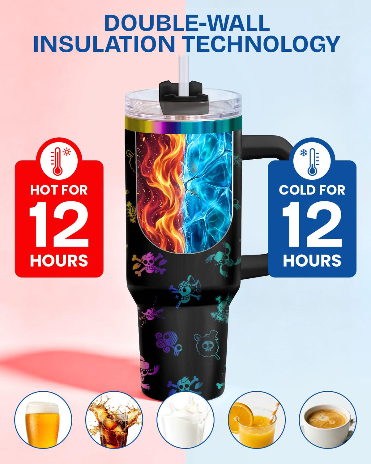 Pirate Skull Hand Anime 40 oz Tumbler with Handle
