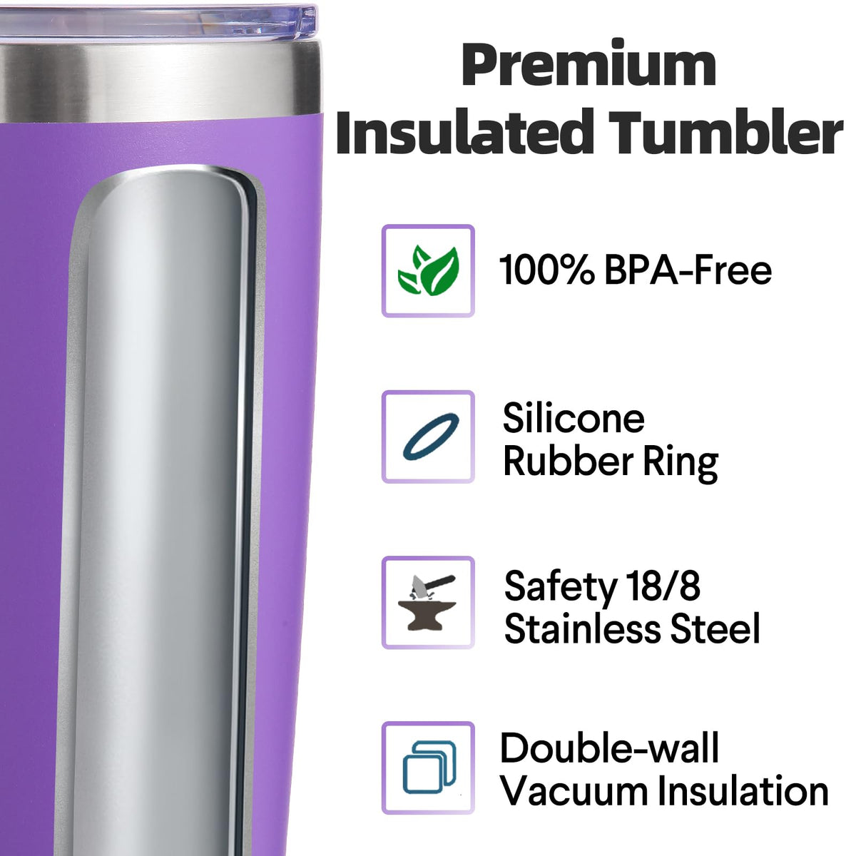 20oz Stainless Steel Tumbler with Lid and Straw Bulk 4 Pack (4 Count)