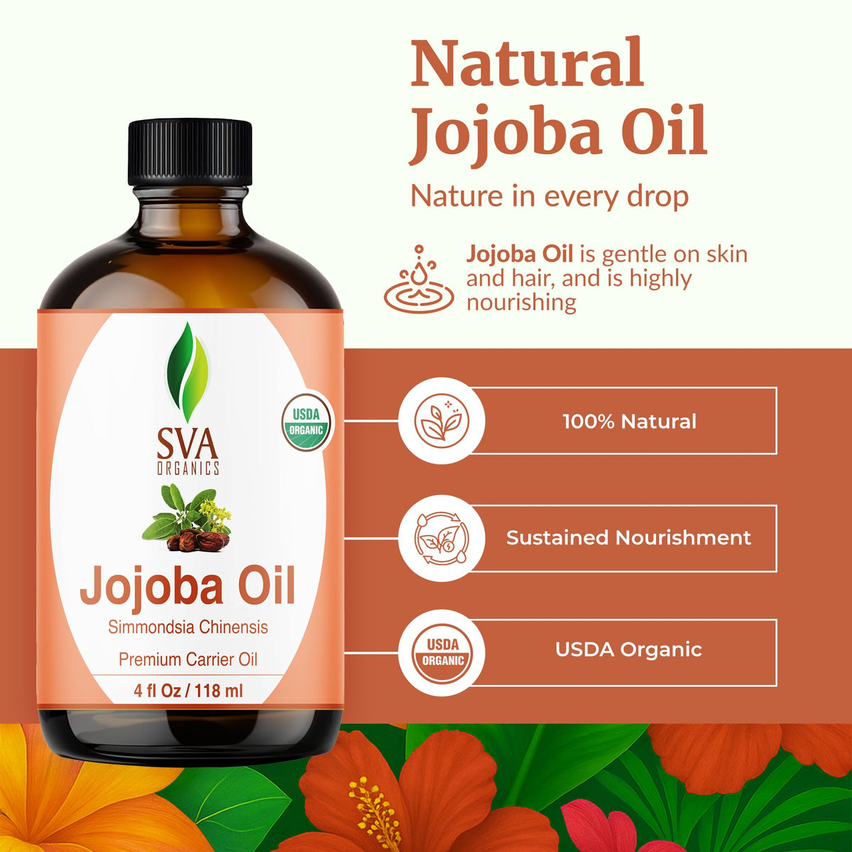 SVA Organic Jojoba Seed Carrier Oil with Dropper (4 Fl Oz)