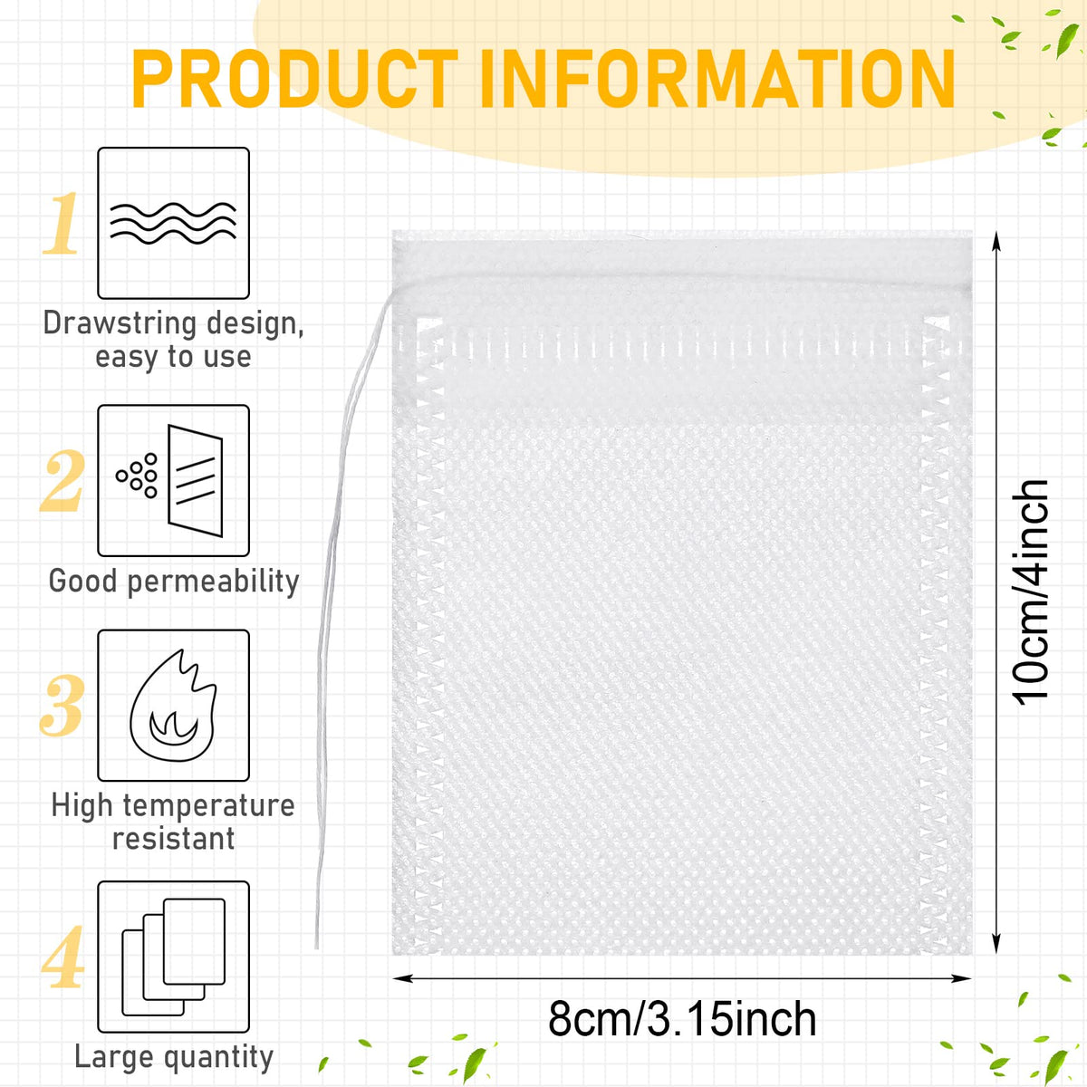 1000 Pcs Tea Bags for Loose Leaf Tea Drawstring (1000 Count)