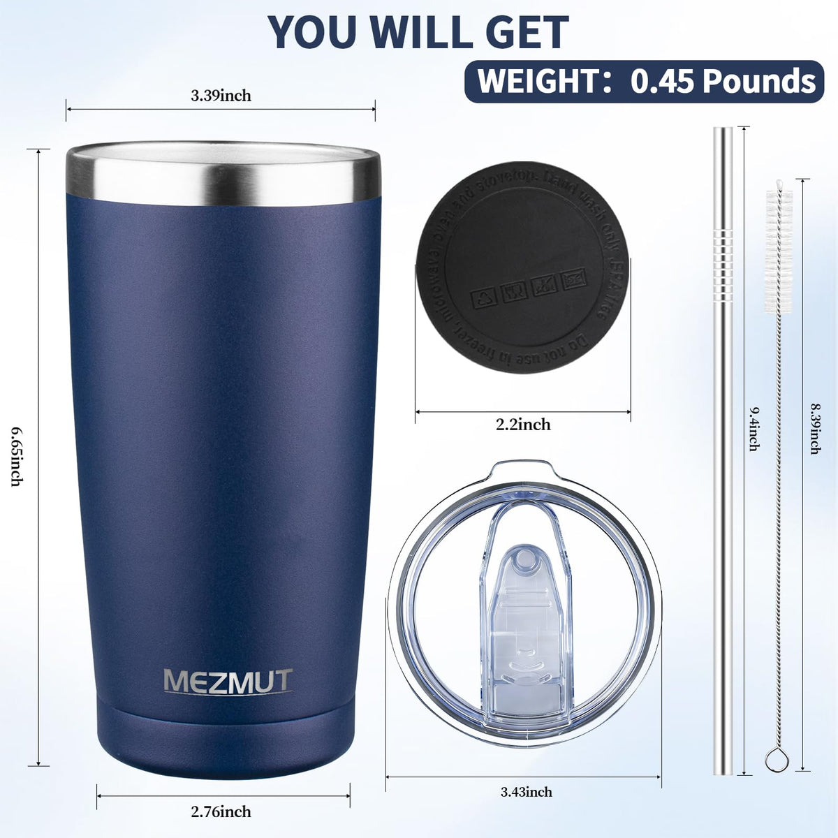 20oz Insulated Tumbler Cup Travel Coffee Mug with Lid (4 Count)