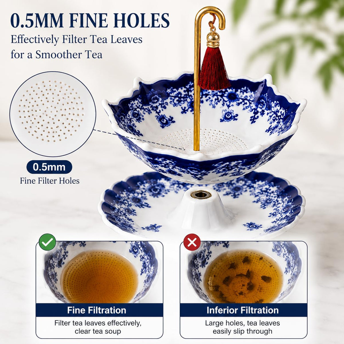 Ceramic Umbrella Tea Strainer for Loose Leaf Tea