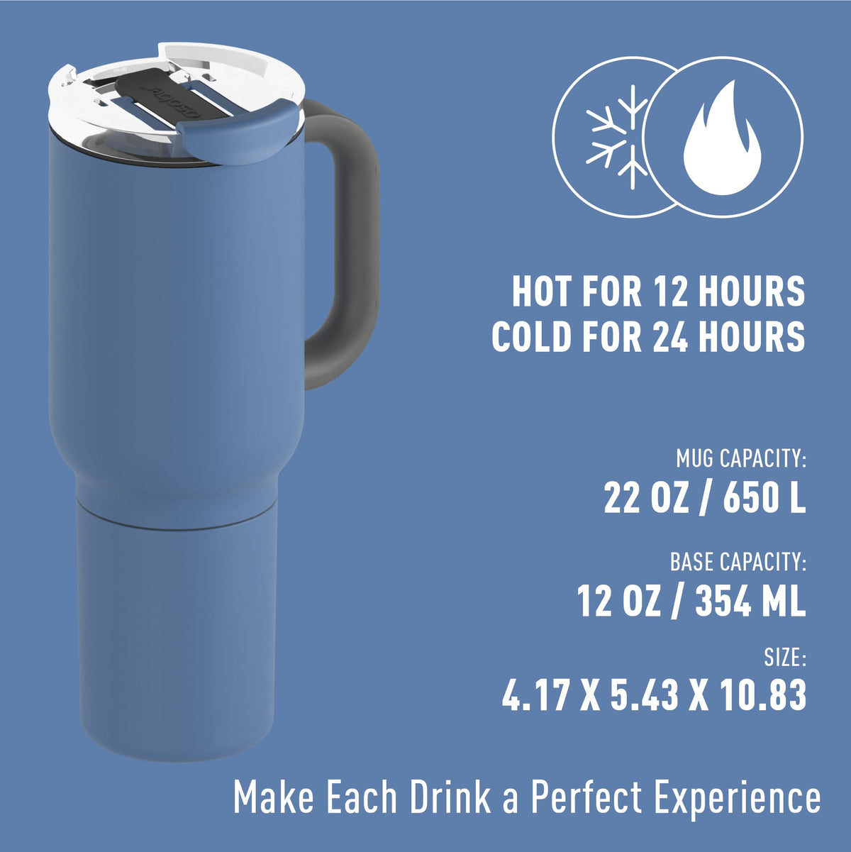 DUPLEX 2-in-1 Travel Mug and Beer Can Holder Enjoy hot and cold drinks simultaneously -22 oz Hot Coffee or Tea Tumbler with Attached 12 oz Cold Can Holder for Beer or Soda, Slate Gray