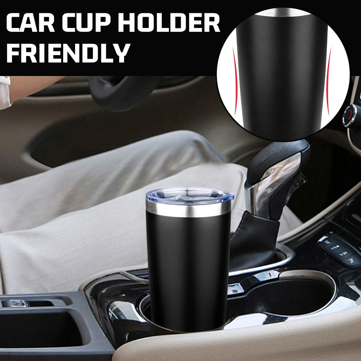 20oz Tumbler with Lid Double Wall Vacuum Insulated Travel Coffee Mug Stainless Steel Thermal Cup Powder Coated Sturdy Coffee Tumbler Bulk for Hot and Cold Beverage (6 Count)