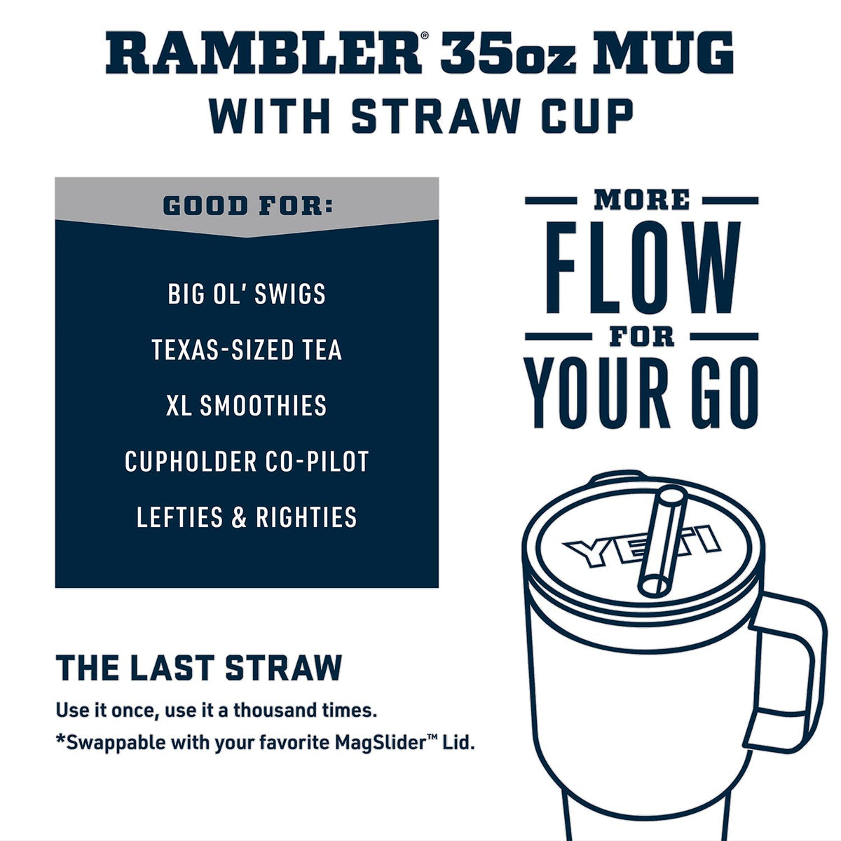 Rambler 35 oz Tumbler with Handle and Straw Lid