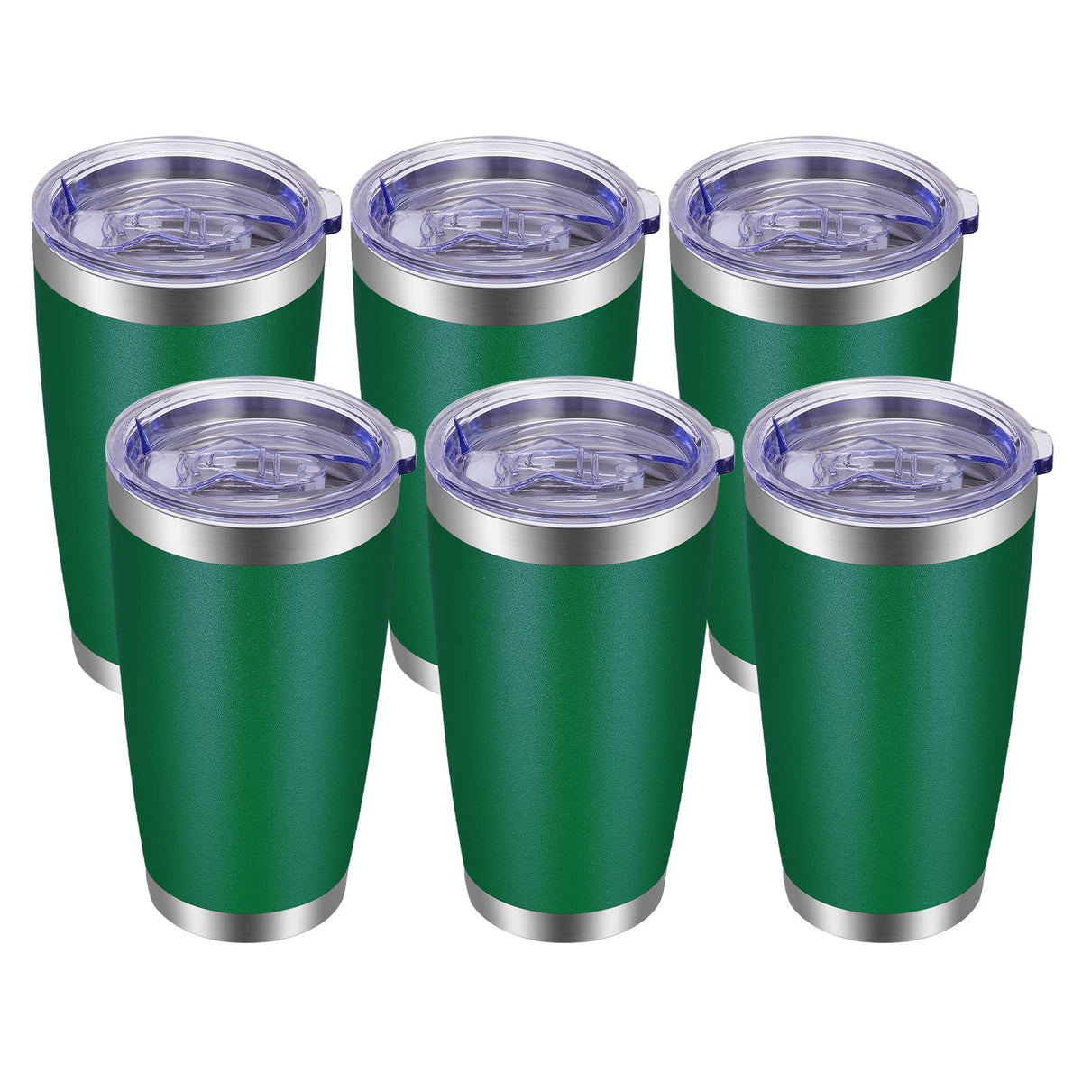 20oz Tumbler with Lid and Straw Stainless Steel Tumbler Cup Bulk Vacuum Insulated Double Wall Travel Coffee Mug Powder Coated Coffee Cup (6 Count)
