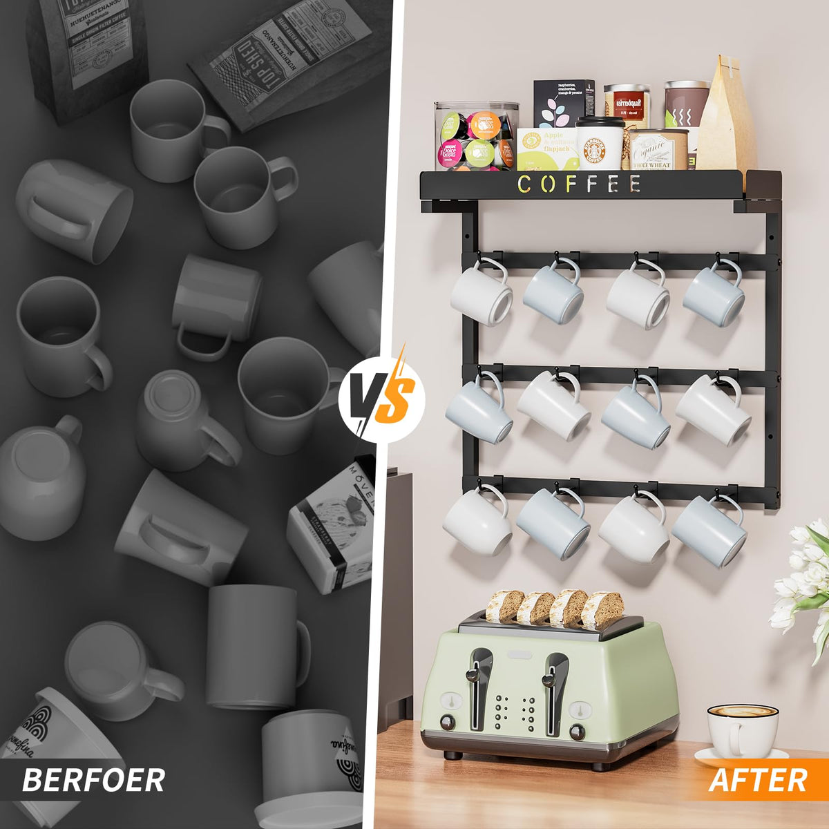 Coffee Mug Holder Wall Mounted