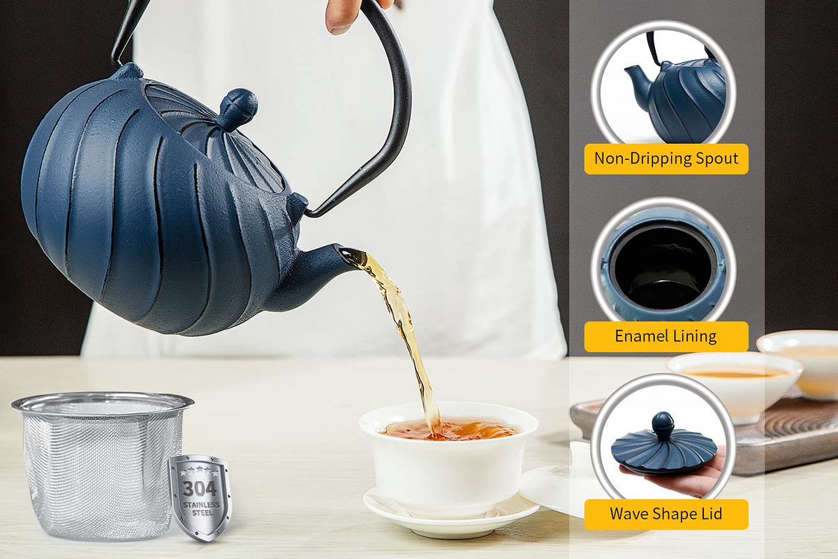Tea Kettle TOPTIER Japanese Cast Iron Teapot with Infuser