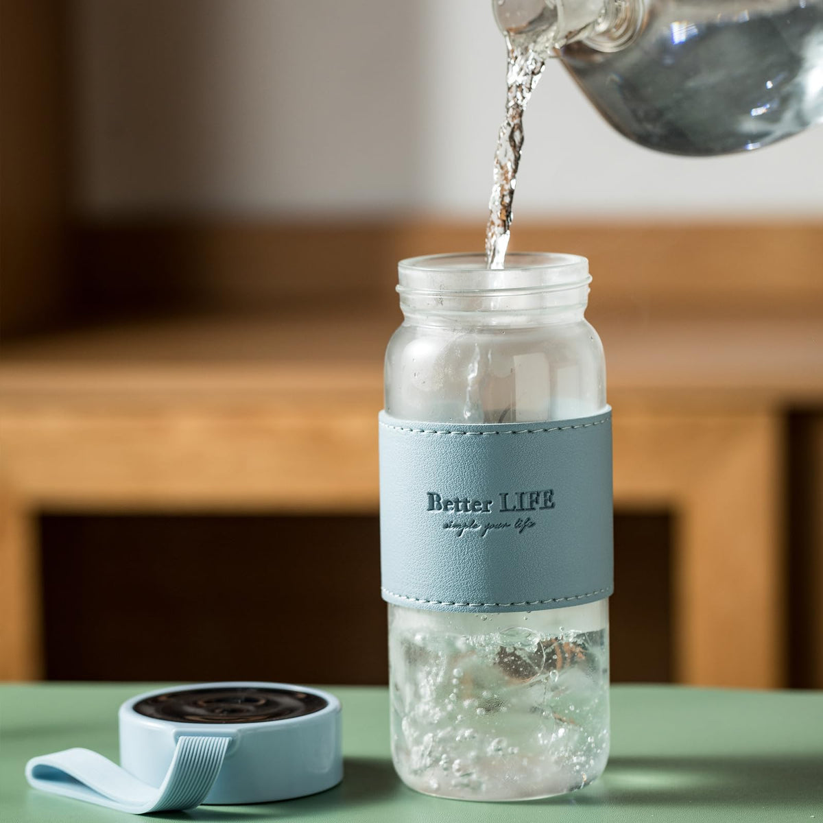 Glass Tea Bottle 16 oz Drinking Bottle with Non