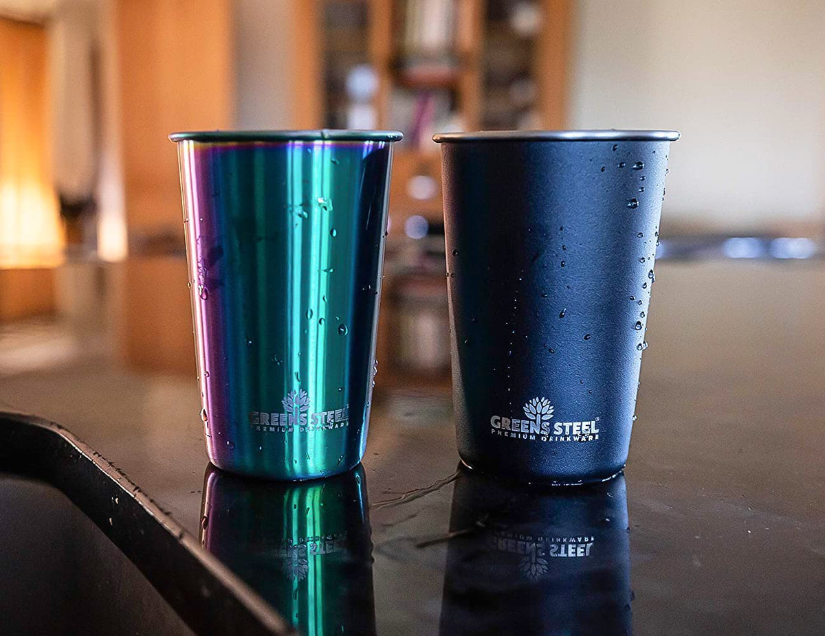 Stainless Steel Cups 16 oz Pint Tumbler (4 Count)