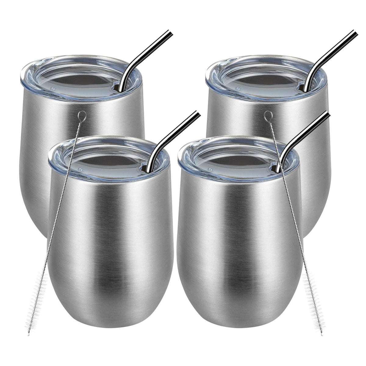 12oz 4 Pack Wine Tumbler Glasses with Lid (4 Count)