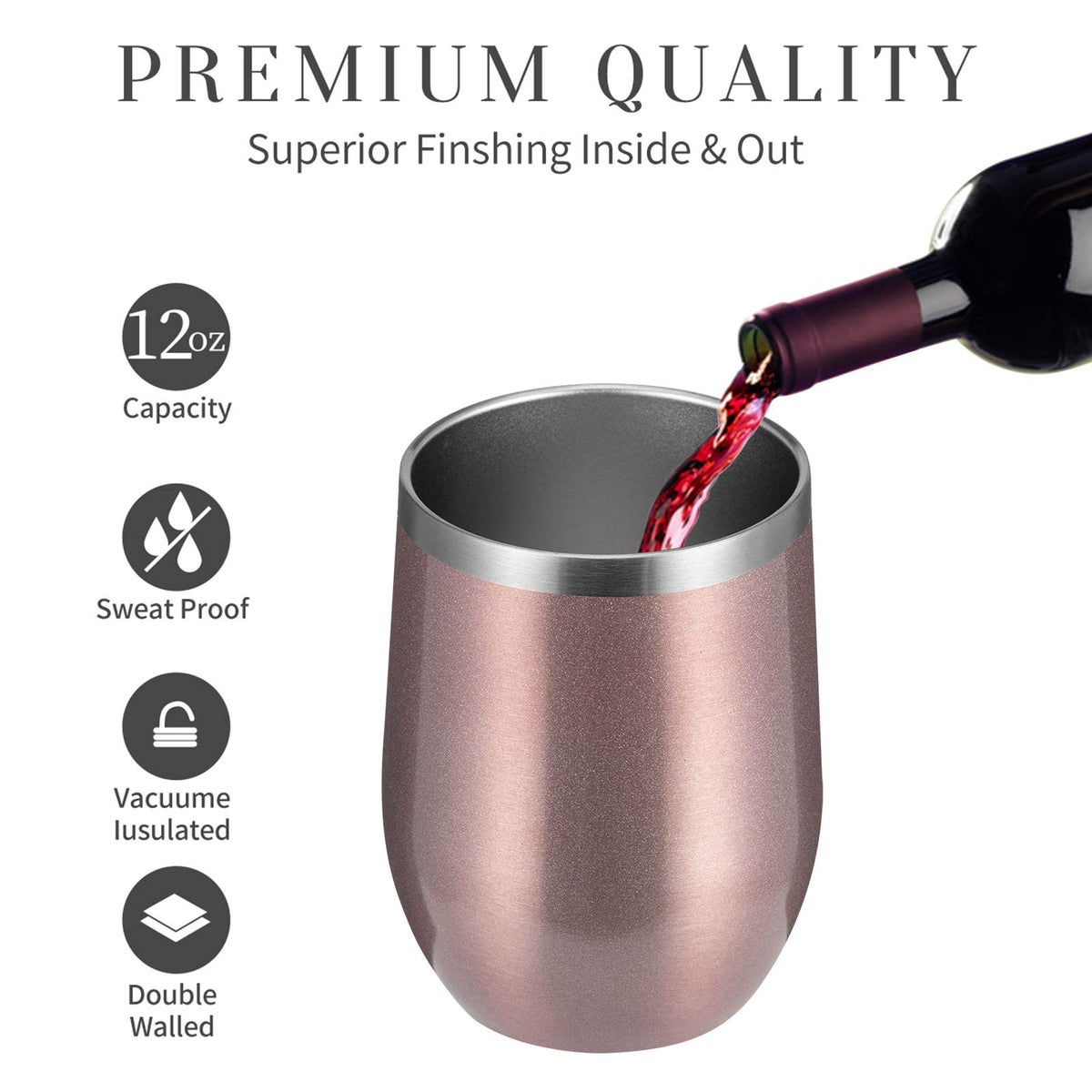 12oz 8 Pack Wine Tumbler Glasses with Lid (8 Count)