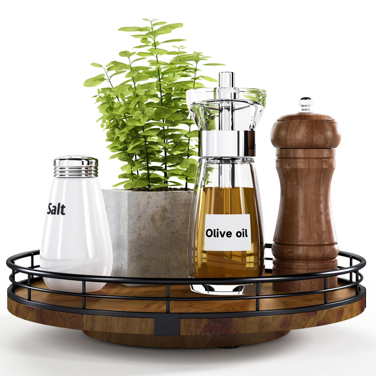 10 Inch Farmhouse Oak Lazy Susan Cabinet Organizer