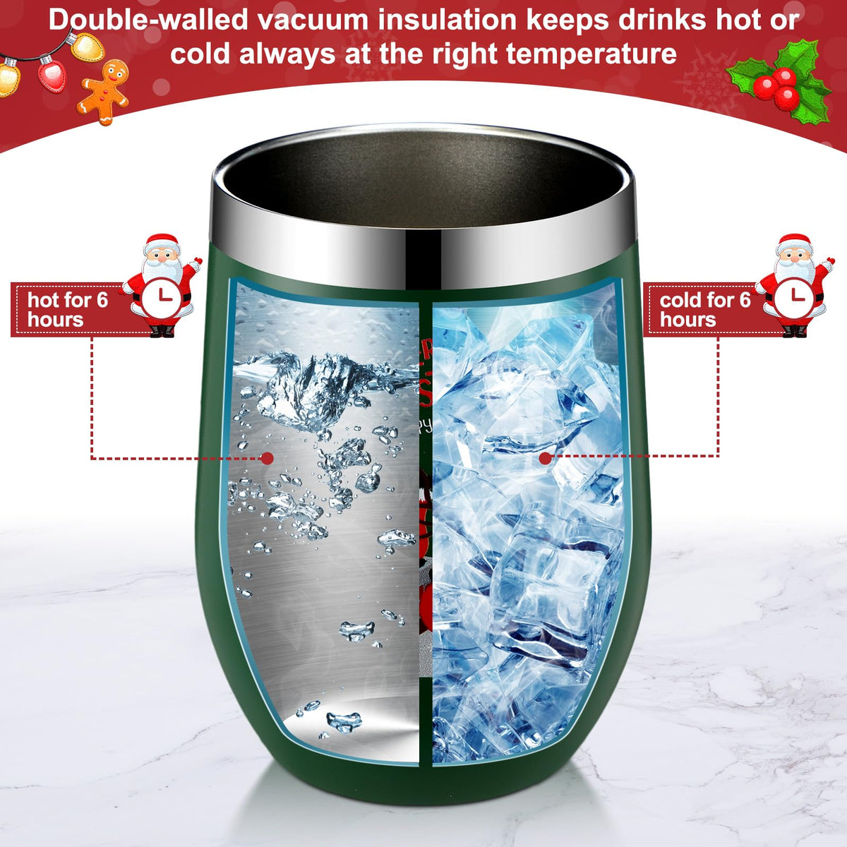 7 Set Christmas Wine Tumbler with Lid Straw Brush (7 Count)