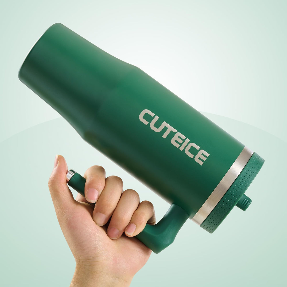 Forest Green 30 oz Insulated Tumbler with Handle Coffee Travel Mug with Lid and Straw