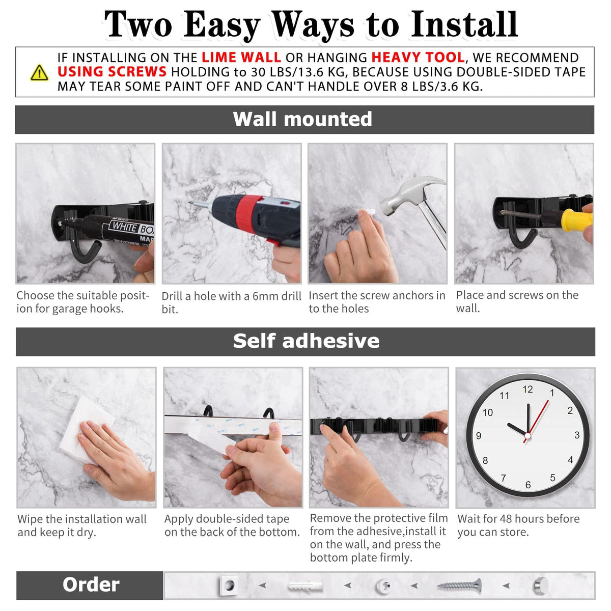 2 Pack Black Broom Holder Wall Mount (2 Count)
