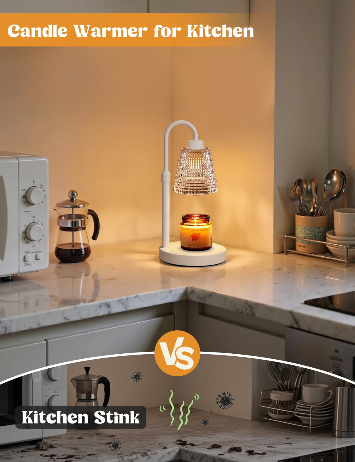 White Candle Warmer Lamp with Timer