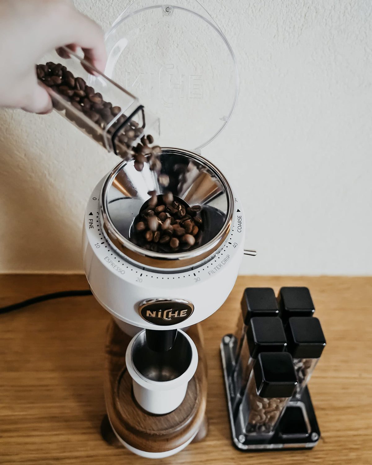 6 Tubes Coffee Bean Cellars with Stand & Hopper (16 Ounce)