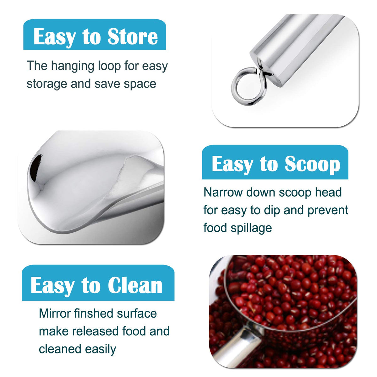 3 Ounce Mini Canister Scoop Stainless Steel Set of 4 (4 Count)