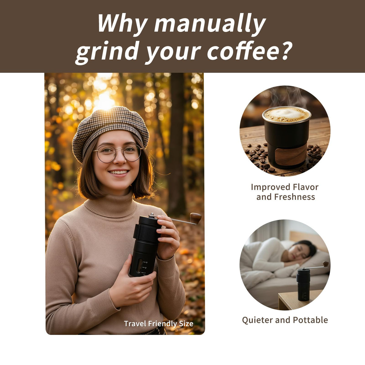 Pour Over Coffee Maker Set with Manual Burr Coffee Grinder
