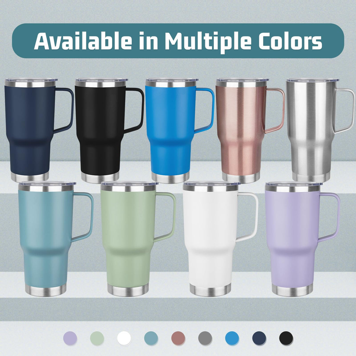 20 oz Tumbler with Handle Stainless Steel Insulated Coffee Mug Tumbler with Lid and Straw Double Wall Vacuum Insulated Coffee Mug Leak Proof Travel Tumbler for Hot and Cold Drink