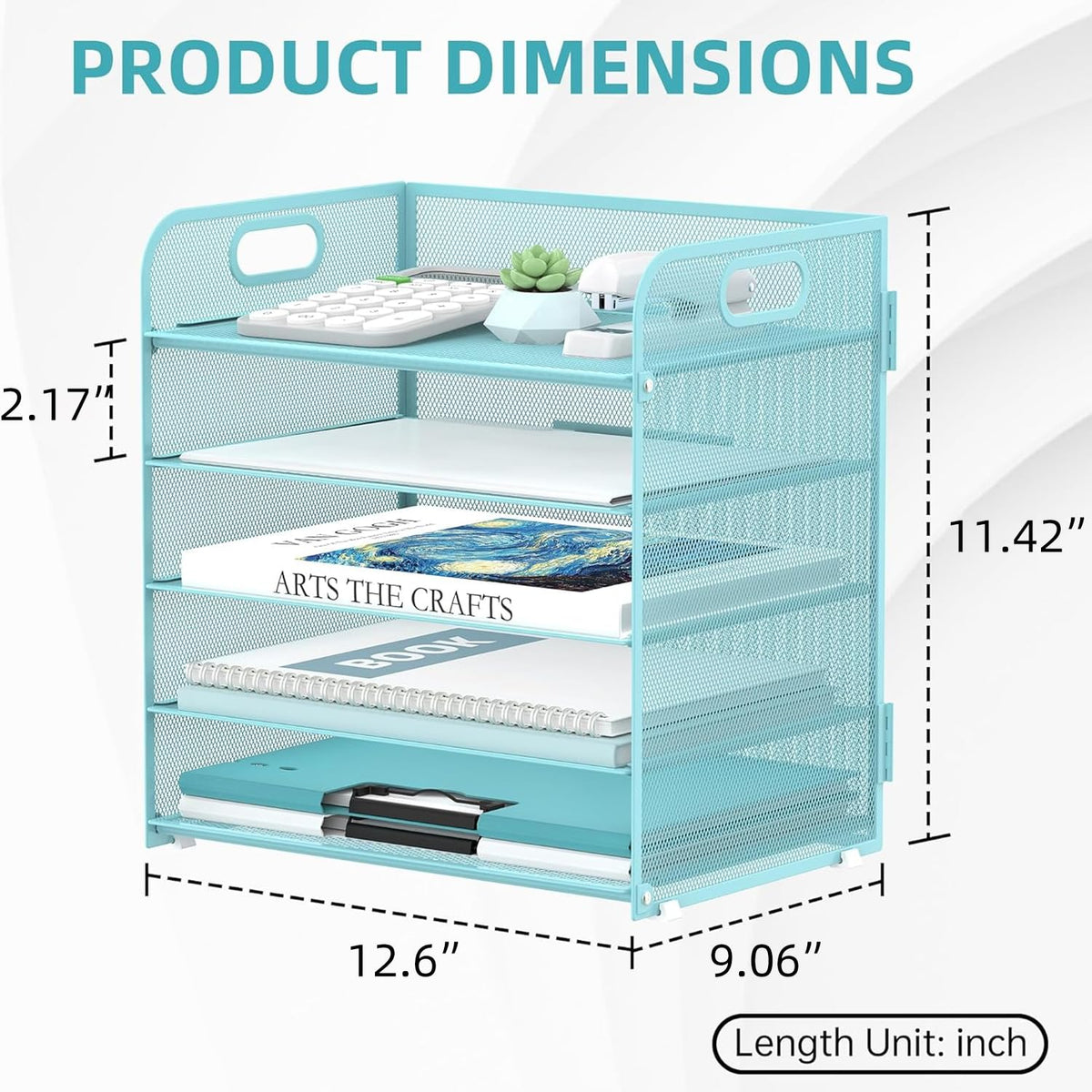 2 Pack 5 Tier Blue Desk Organizer with Handle Mesh Desk File (18.99 Count)
