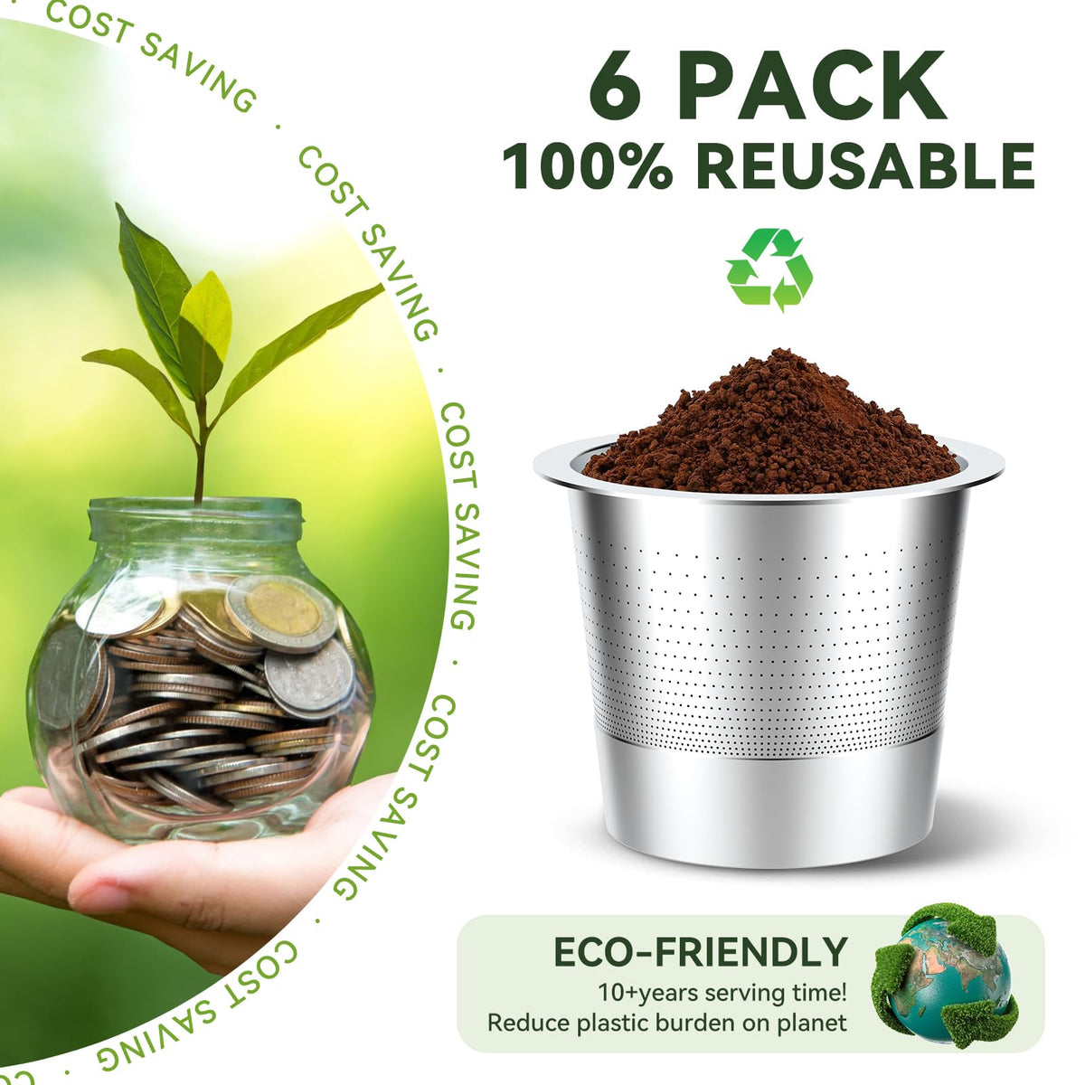 Reusable K Cups Coffee Pods for Keurig 1.0 (6 Count)