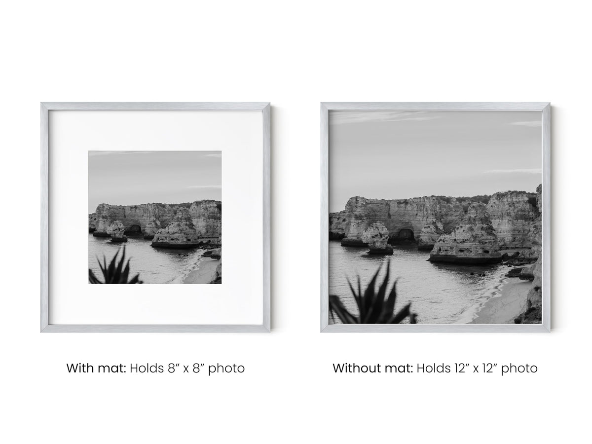 12x12 Silver Metal Picture Frames Matted to 8x8