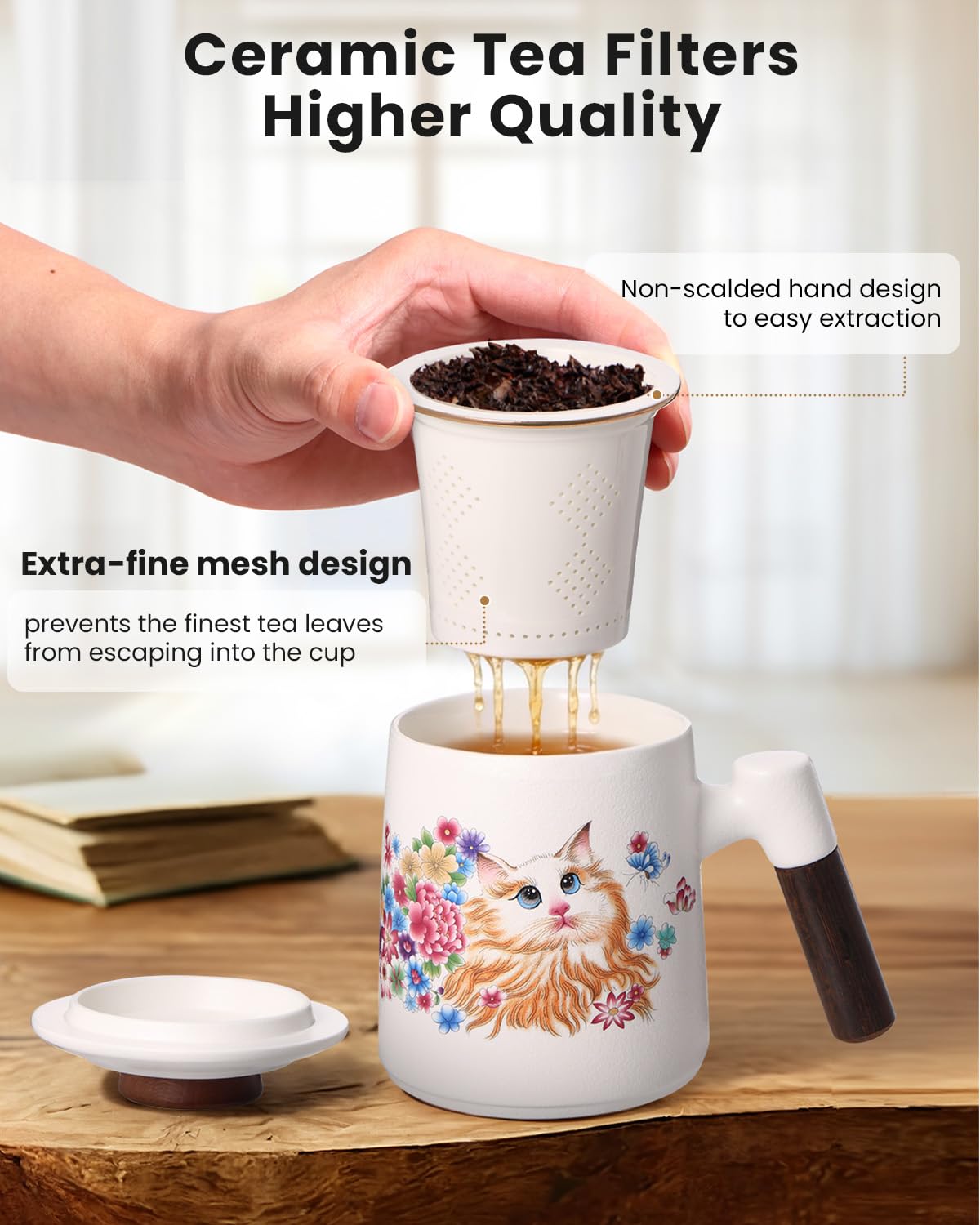 Ceramic Tea Infuser Cup with Lid