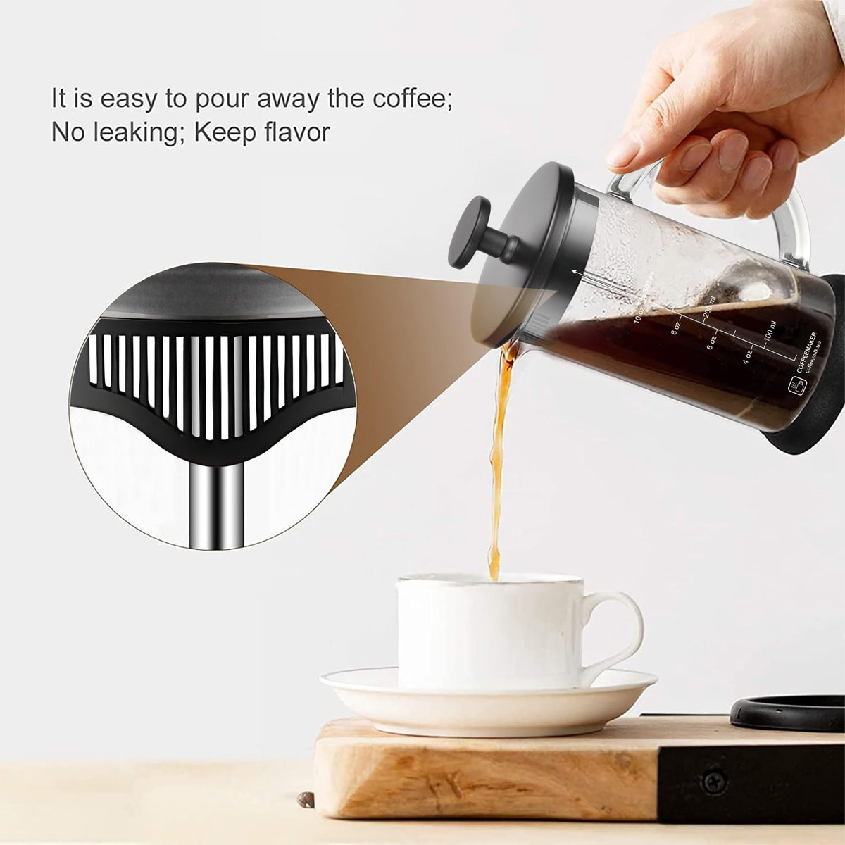 French Press Coffee Maker 12 Ounce Espresso Tea Coffee Maker with 4 Filters System