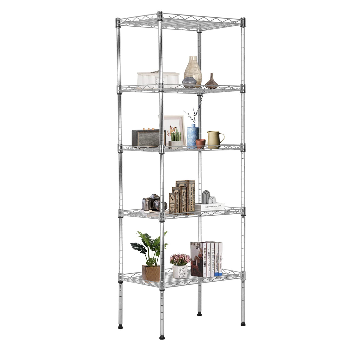5 Tier Wire Shelving Adjustable Metal Shelves 17L x 12W x 48H NSF Pantry Shelves Storage Rack Shelving Units for Kitchen Garage Small Places Commercial