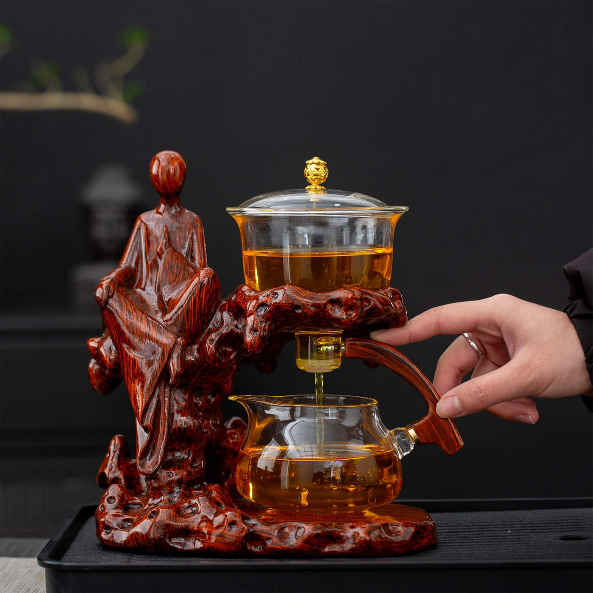 Kungfu Tea Sets Semi Automatic Glass Teapot Set (12 Fl Oz)