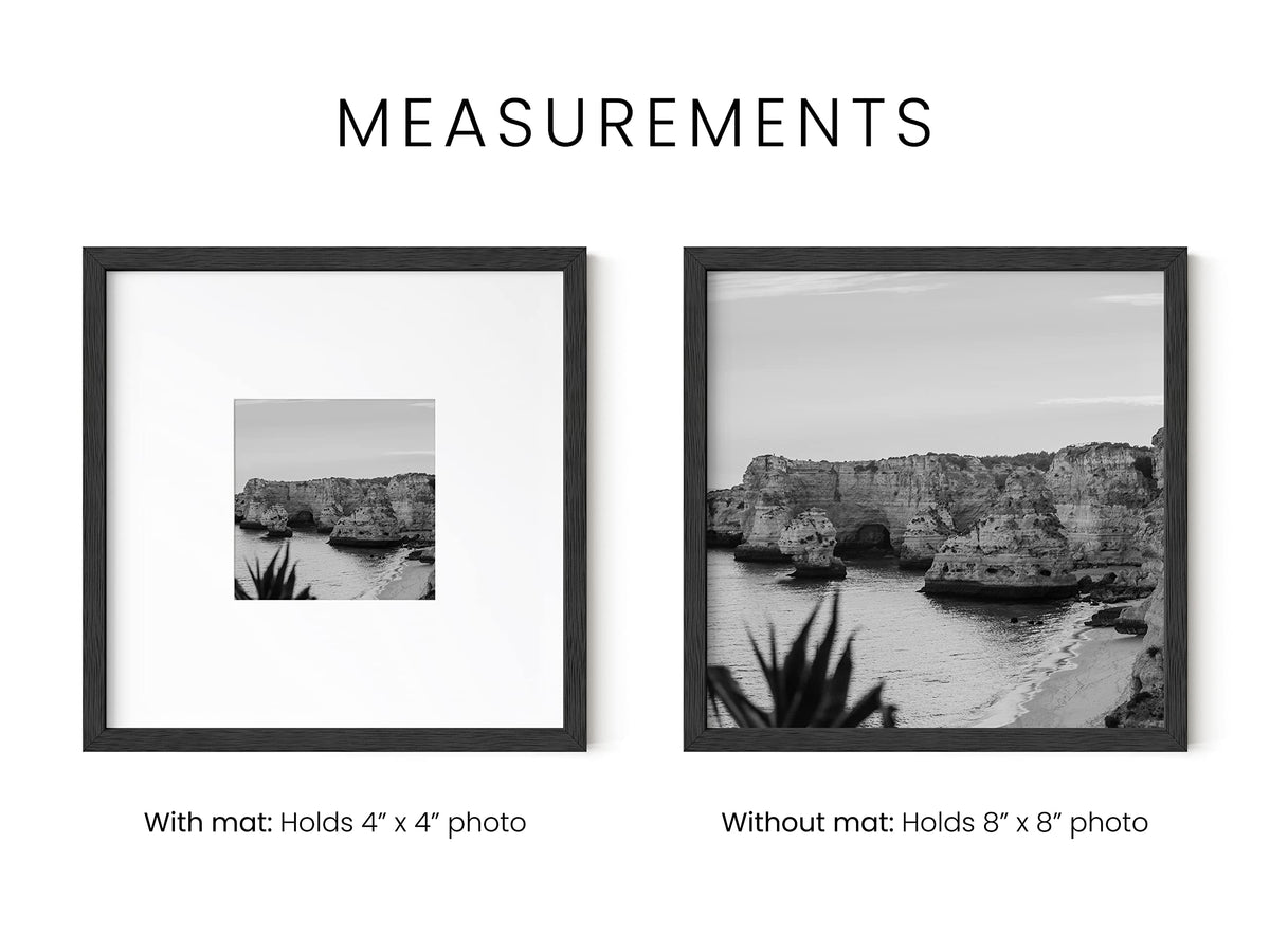 Solid Oak Wood 8”x8” Picture Frames Matted to 4”x4” Set of 3 (3 Count)