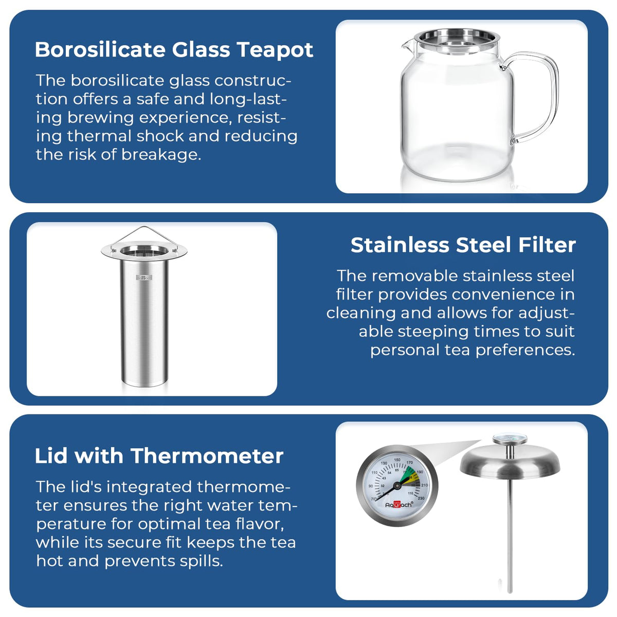68oz Glass Teapot with Thermometer (68 Count)