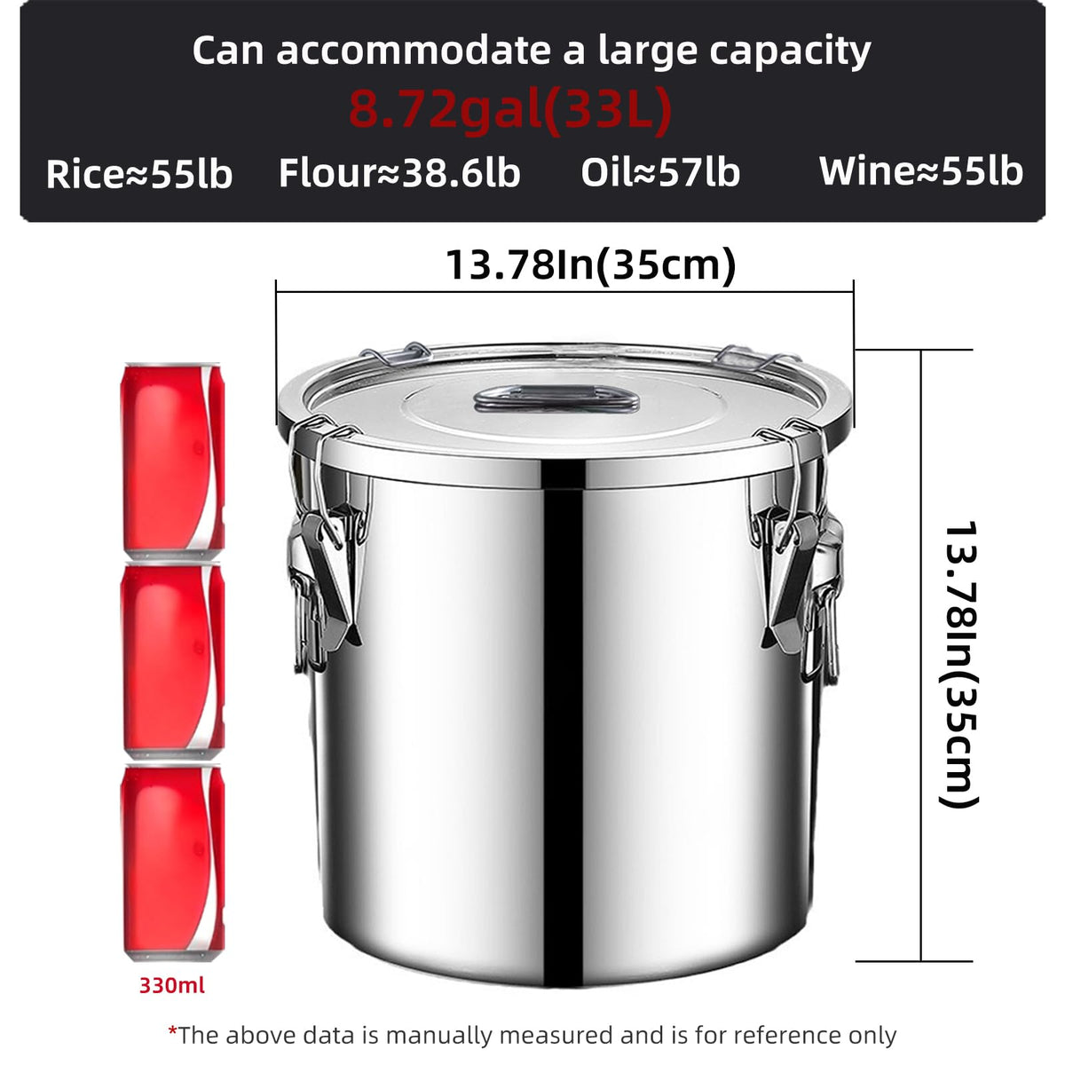 Stainless Steel Airtight Food Storage container with Lid for Pantry Kitchen