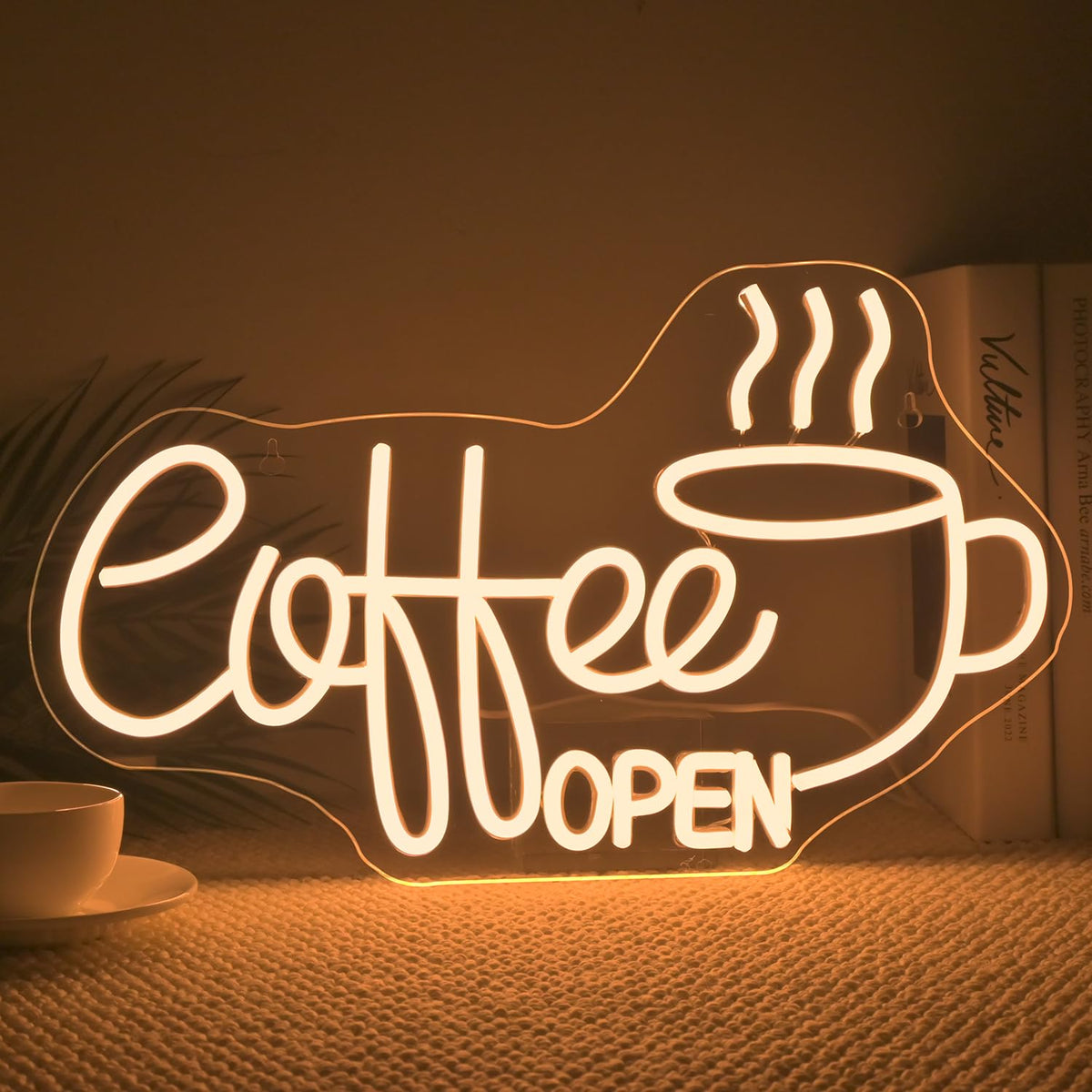 Coffee Open Neon Sign Dimmable LED Night Light Decoration for Cafe Station
