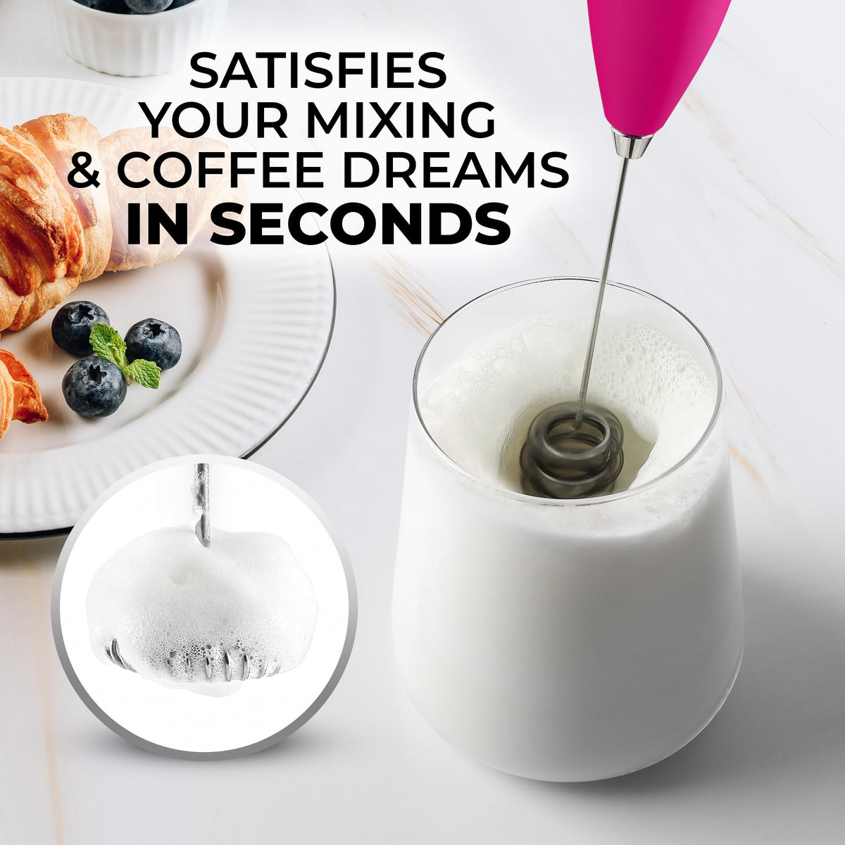 Powerful Milk Frother Wand With Duracell Batteries