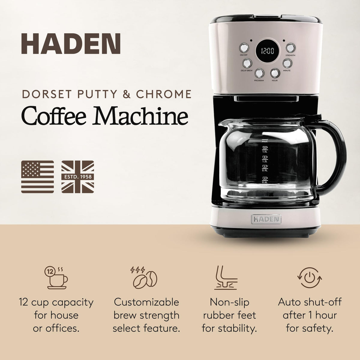 12 Cup Programmable Coffee Maker for Home or Office