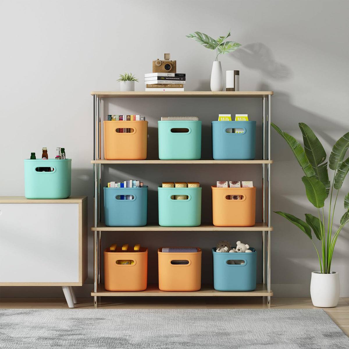 6 Pack Colorful Storage Bins with Lids Stackable Storage Container for Organizing (6 Count)
