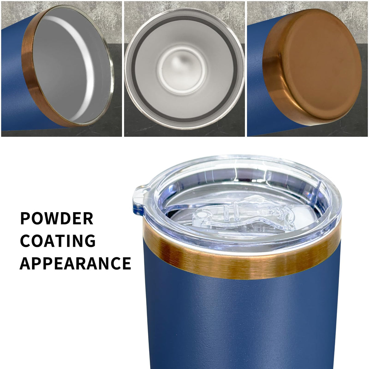 20 oz Insulated Tumblers Bulk With Lid and Straw Navy (12 Count)