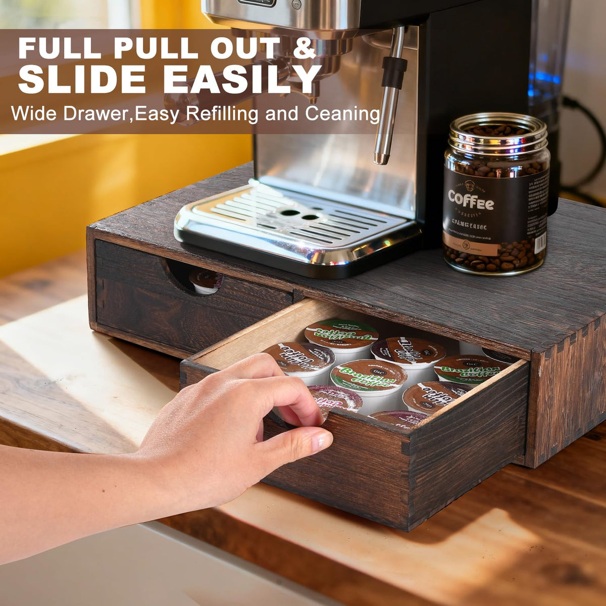 Wooden K Cup Organizer Coffee Pod Storage Box