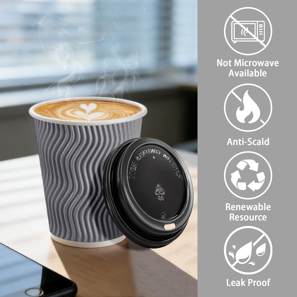 500 Pack 12 oz Paper Coffee Cups with Lids Disposable for Hot Drink (500 Count)