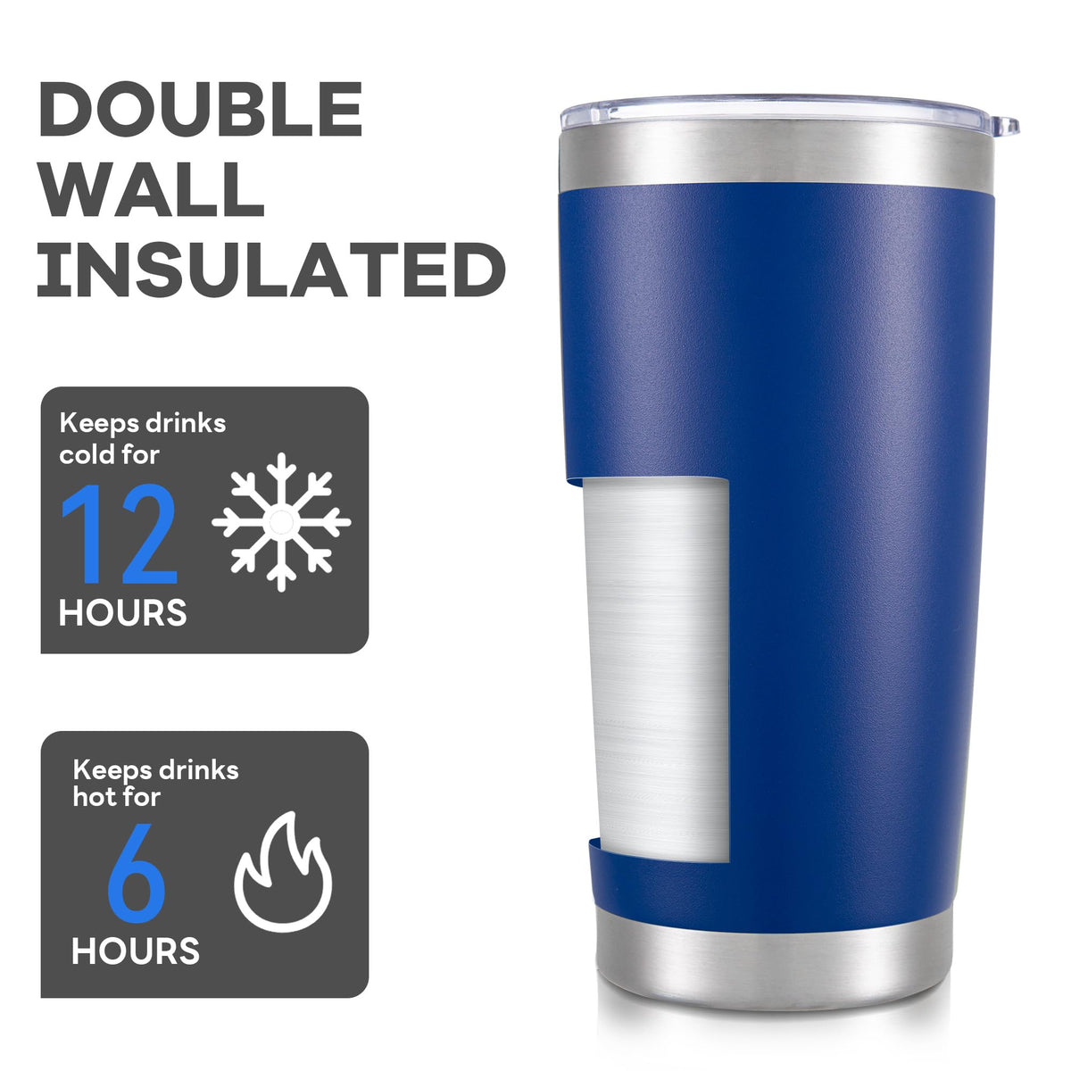 20 oz Tumbler with Lid Stainless Steel Insulated Tumblers Bulk Cups Mug (8 Count)