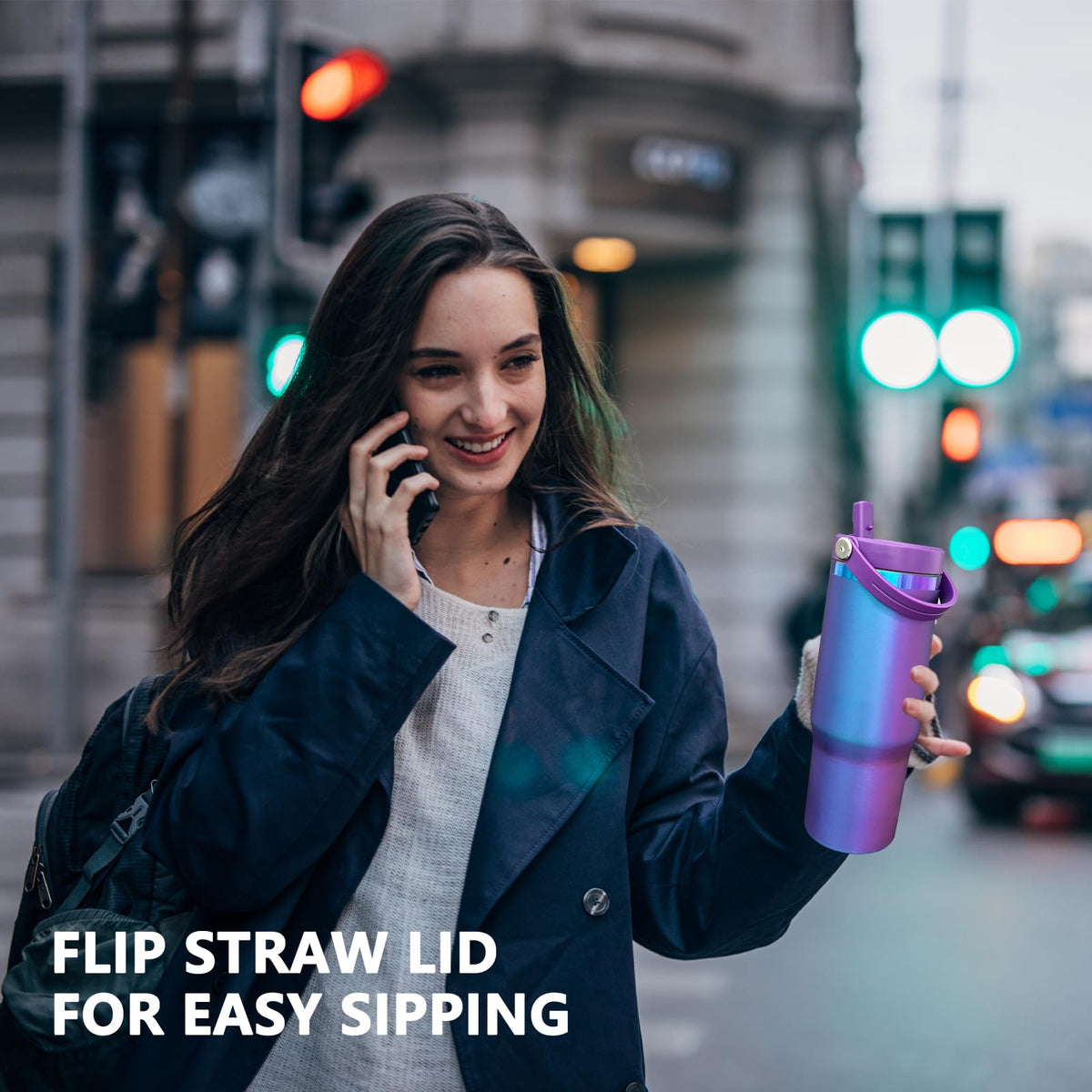 30 oz Tumbler Bulk with Top Handle and Flip Straw Aurora (4 Count)