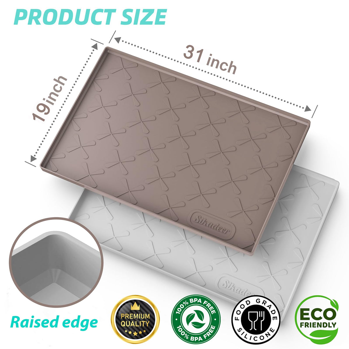 Waterproof Under Sink Mat 31" x 19" Silicone Mat Cabinet Protector